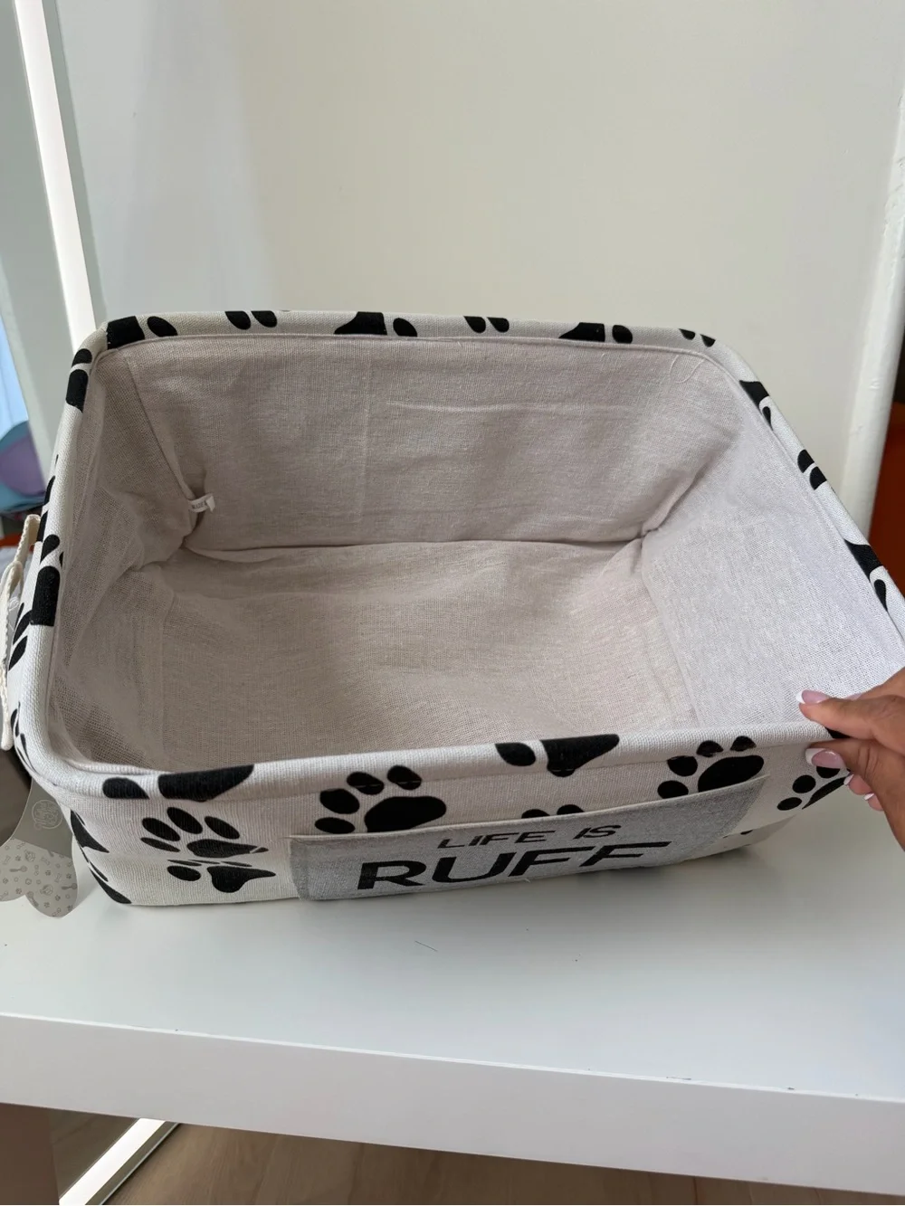 Life Is RUFF Paw Print Storage Basket
